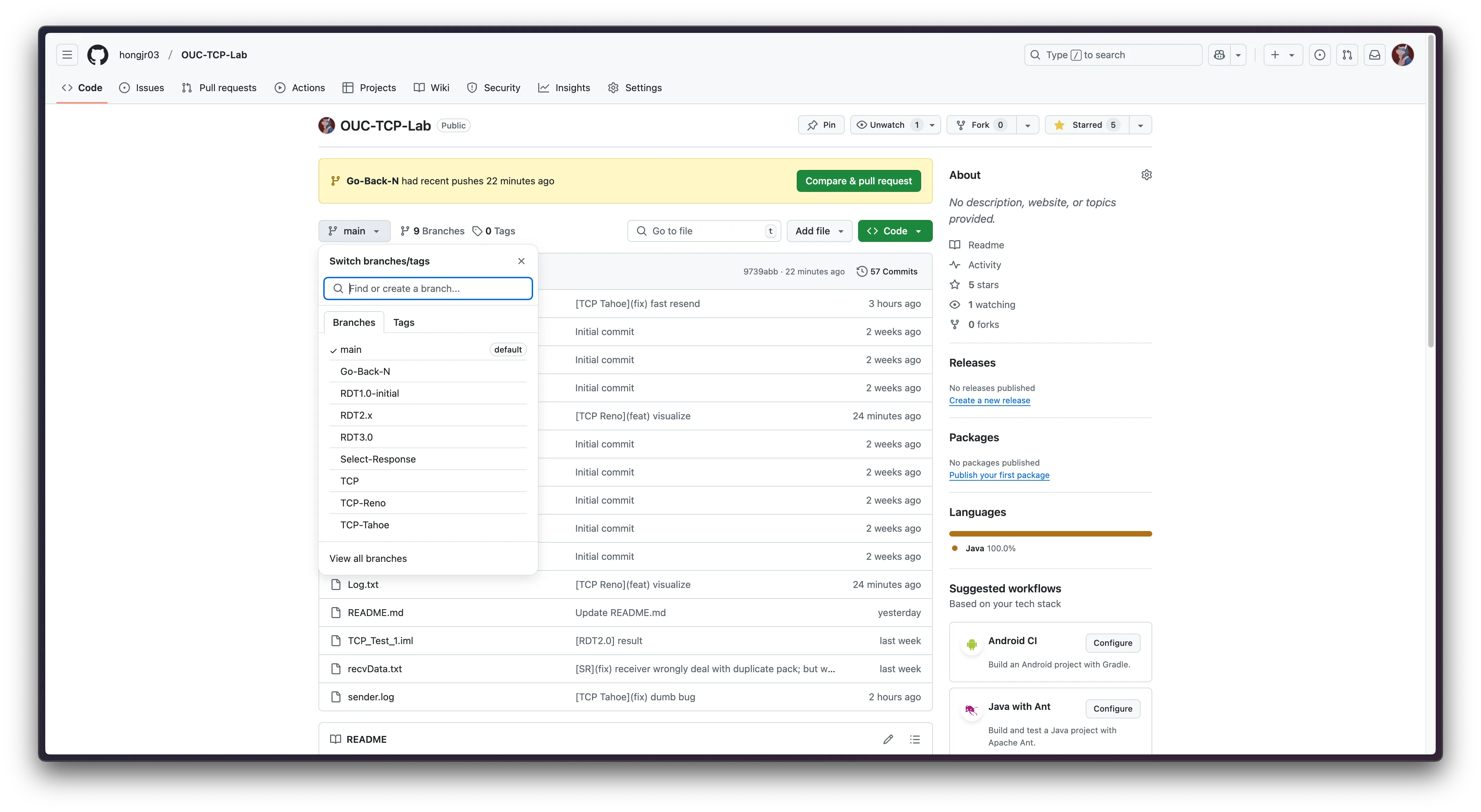 GitHub 仓库和分支，
